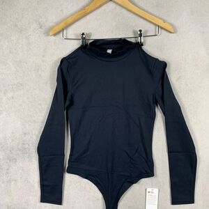 CRZ YOGA Women’s Sz Small 4/6 Bodysuit Long Sleeve Mock Turtleneck Blue NWT